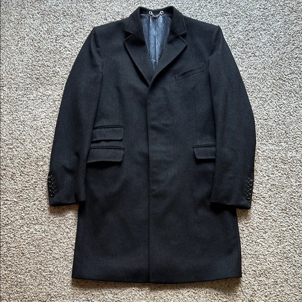 Gucci Made to Measure Tom Ford Era Charcoal Wool Overcoat Zegna Eu 46 US 36-38